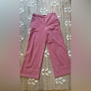 Sitwell Pants Women 2 Red White Striped Drawstring Waist Hem Slits Wide Leg